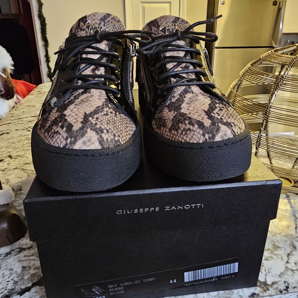 Giuseppe Zanotti Snake Print Sneakers in Black and Brown